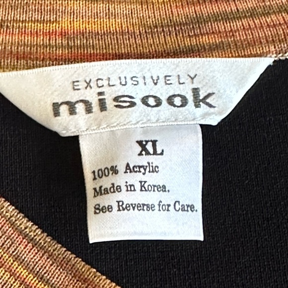 Exclusively Misook | Asymmetrical V-Neck Tunic Sweater w/ Space Dye Trim, Sz. XL - Picture 4 of 7